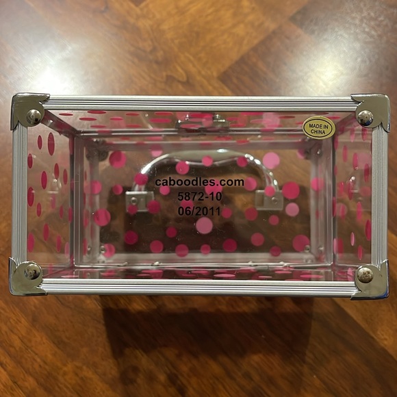 Y2K CABOODLES ACRYLIC MINI TRAIN CASE - PINK POLKA DOTS - BEAUTIFUL! - Picture 7 of 10